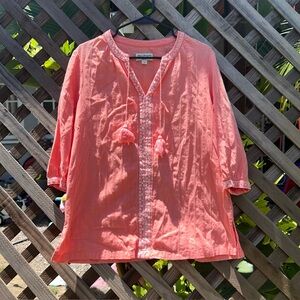 Norm Thompson Boho Floral Long Sleeve Blouse Size Medium